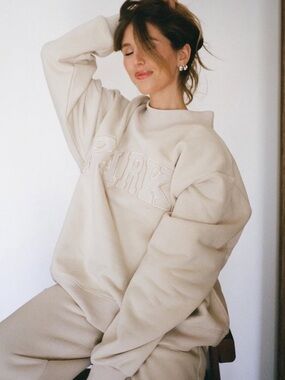 Parke Buttercream Mockneck Sweatshirt, Size L/XL Women’s
